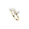 White Cultured Fresh Water Pearl & White Zircon 18K Yellow Gold Over Sterling Silver Ring