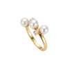 Freshwater Pearl White Zircon 18K Gold Plated Silver Cluster Ring