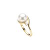 White Cultured Fresh Water Pearl & White Zircon 18K Yellow Gold Over Sterling Silver Ring
