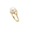 Freshwater Pearl White Zircon 18K Gold Plated Silver Bypass Ring