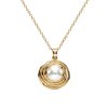 White Cultured Fresh Water Pearl 18K Yellow Gold Over Sterling Silver Pendant With Chain 18+2 Inches