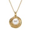 Freshwater Pearl Swirl Nest 18K Gold Plated 925 Silver Pendant Necklace