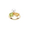 White Cultured Fresh Water Pearl & Peridot And Citrine 18K Yellow Gold Over Sterling Silver Ring