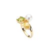 White Cultured Fresh Water Pearl & Peridot And Citrine 18K Yellow Gold Over Sterling Silver Ring
