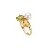 Freshwater Pearl Peridot Citrine 18K Gold Plated Silver Cluster Ring