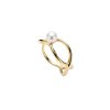 White Cultured Fresh Water Pearl 18K Yellow Gold Over Sterling Silver Ring