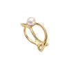 Freshwater Pearl Criss Cross Double Band 18K Gold Plated Silver Ring