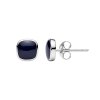 Cushion Cabochon Black Onyx 925 Sterling Silver Stud Earrings