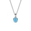 Synthetic Blue Opal Sterling Silver Pendant With Chain 18+2 Inches