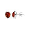 Oval Amber Sterling Silver Earrings