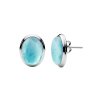 Oval Larimar Sterling Silver Earrings