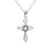 Cross Mother of Pearl Sterling Silver Pendant With Chain 18+2 Inches