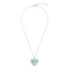 Dyed Blue MOP&Pearl Sterling Silver Heart Pendant With Chain 18+2 Inches