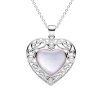 Dyed Pink MOP&Pearl Sterling Silver Heart Pendant With Chain 18+2 Inches