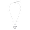 Dyed Pink MOP&Pearl Sterling Silver Heart Pendant With Chain 18+2 Inches