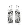Sunburst Rectangle Sterling Silver Dangle Earrings
