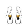 Amber & Black Onyx Sterling Silver Earrings