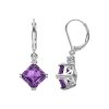 Amethyst & White Topaz Sterling Silver Earrings