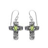 Cross Peridot Sterling Silver Earrings