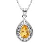 Citrine Sterling Silver Pendant With Chain 18+2 Inches