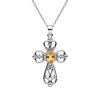 Cross Citrine Sterling Silver Pendant With Chain 18+2 Inches