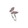 Butterfly & White Topaz Sterling Silver Ring