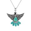 Turquoise Sterling Silver Eagle Pendant With Chain 18+2 Inches
