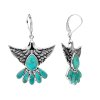 Blue Turquoise Sterling Silver Eagle Earrings