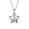 Western Sterling Silver Cowgirl Boot Star Pendant With Chain 18+2 Inches