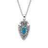 Western Turquoise Arrowhead Sterling Silver Pendant With Chain 18+2 Inches