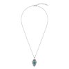Western Turquoise Arrowhead Sterling Silver Pendant With Chain 18+2 Inches