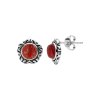 Coral Stud Sterling Silver Earrings