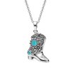 Western Turquoise Boot Sterling Silver Pendant With Chain 18+2 Inches