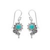 Sunflower Turquoise Boot  Sterling Silver Earrings