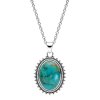 Southwestern Sterling Silver Turquoise Sterling Silver Pendant With Chain 18+2 Inches