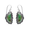 Southwestern Crescent Green Turquoise Silver Earrings