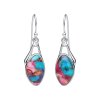 Southwestern Blended Turquoise With Purple Spiny Oyster Shell Sterling Silver Earrings