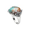 Southwestern Blended Turquoise With Spiny Oyster Shell Sterling Silver Floral Ring