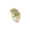 Peridot & White Zircon Cluster 18K Yellow Gold Over Ring