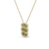 Peridot & White Zircon Cluster 18K Yellow Gold Over Pendant Necklace 18+2 Inches