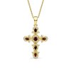 Garnet & White Zircon 18K Yellow Gold Over Cross Pendant Necklace 18+2 Inches