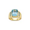 Blue Topaz 18K Yellow Gold Over Men's Ring