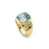 Blue Topaz 18K Yellow Gold Plated Sterling Silver Men's Ring