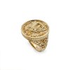 18K Yellow Gold Plated Sterling Silver Eagle Coin Men's Ring
