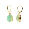 Blue Petrified Wood Opal 18K Yellow Gold Earrings