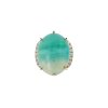 Blue Petrified Wood Opal & White Zircon 18K Yellow Gold Sterling Silver Cocktail Ring
