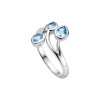Blue Topaz Three-Stone Bypass Sterling Silver Cocktail Ring