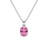Pink Fluorite Sterling Silver Solitaire Pendant With Chain 18+2 Inch