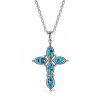 Blended Turquoise & Lapis Sterling Silver Cross Pendant Necklace