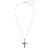 Blended Turquoise & Lapis Sterling Silver Cross Pendant Necklace